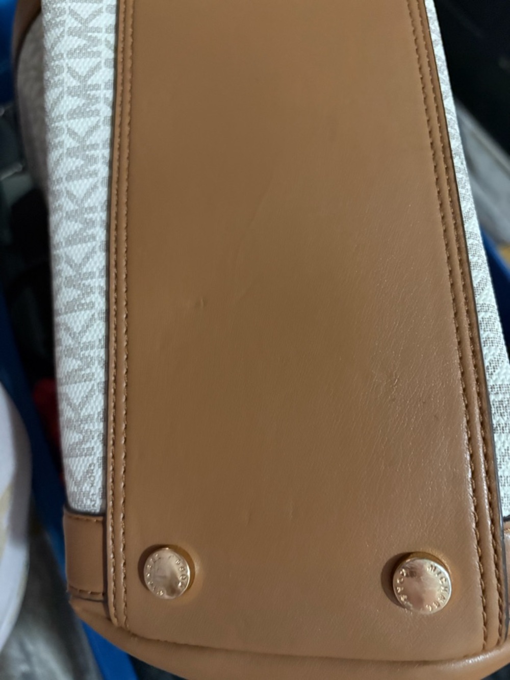 Michael Kors Vanilla Logo and Tan Shoulder Hobo - Picture 7 of 8